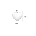 Polished silver heart pendant with 28mm by 27.5mm dimensions for custom engraving - Steel