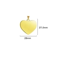 Polished gold heart-shaped stainless steel pendant with hole, 28mm DIY jewelry tag - Gold