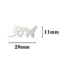 Silver stainless steel butterfly pendant with letter A and heart design, 28mm size - Style D / 28*11mm / Steel