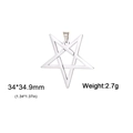 Dettagli dimensionali e peso del ciondolo a stella in acciaio inox da 34mm con pentagramma - Color Acciaio
