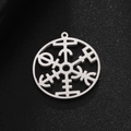 Ciondolo bussola vichinga Vegvisir in acciaio inossidabile lucido con design vuoto - Colore acciaio