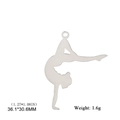 Silver stainless steel gymnast pendant in handstand silhouette for DIY jewelry - Style A / Steel