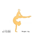 Golden gymnast silhouette pendant in handstand pose for DIY jewelry 36.1x30.6mm - Style A / Gold