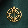 Minimalist gold cutout overlapping circle pendant in polished stainless steel - Gold