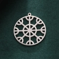 Viking compass stainless steel hollow pendant for DIY jewelry making in silver finish - Steel