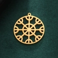 18K gold plated stainless steel hollow geometric pendant with snowflake celtic design - Gold