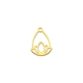 Détail du pendentif lotus en acier inoxydable plaqué or 18K dans un cadre goutte - Base de Lotus en Or