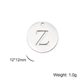 Close-up of a 12x12mm stainless steel silver pendant featuring a hollow letter Z design - Capital Letter Z (Pendant Only) / 1 Piece (12x12mm) / Steel