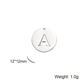Polished silver stainless steel round cutout pendant with engraved letter A for DIY jewelry - Letter A / Steel