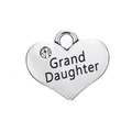 Pendentif cœur argenté avec gravure Grand Daughter et cristal pour bijoux DIY - Style Grand Daughter (H110246-11)