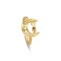 Detailed view of golden moon ring with spiral goddess design and hollow moon phases - Gold