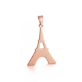 Dettaglio del ciondolo Torre Eiffel in oro rosa lucido con struttura in acciaio - Oro rosa