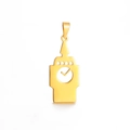 Polished gold stainless steel clock tower pendant with cutout clock face detail - Gold