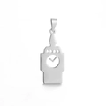Polished silver stainless steel clock tower pendant with cutout design details - Steel
