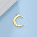 Matte gold crescent moon pendant in stainless steel with top ring for DIY jewelry making - Gold
