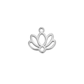Detailed close-up of a silver hollow lotus pendant charm made of durable stainless steel - Lotus Pendant / Steel