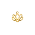 Polished gold lotus flower pendant in hollow metal design for DIY jewelry making - Lotus Pendant / Gold