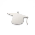 Polished silver stainless steel graduation cap pendant for DIY jewelry and necklaces - Style A / Silver