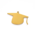 Polished gold stainless steel mortarboard graduation cap pendant charm accessory - Style A / Gold
