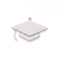 Polished silver stainless steel graduation cap pendant for DIY necklaces and crafts - Style B / Silver