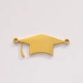 Golden stainless steel graduation cap pendant with tassel for DIY bracelet charms - Style A / Gold
