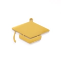 Polished gold doctoral cap pendant charm with tassel detail for graduation jewelry - Style B / Gold