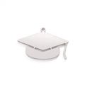 Silver stainless steel graduation cap charm with tassel detail for DIY jewelry - Style C / Silver
