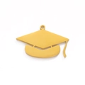 Polished golden stainless steel graduation cap pendant with tassel for DIY jewelry - Style C / Gold