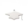 Polished silver stainless steel graduation cap pendant with tassel for DIY jewelry making - Style D / Silver
