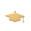 Polished golden graduation cap charm pendant in stainless steel with tassel detail - Style D / Gold