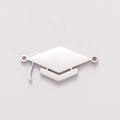 Polished silver stainless steel graduation cap charm with tassels and dual link rings - Style D / Silver