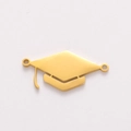 Gold plated stainless steel graduation cap charm connector for DIY jewelry making - Style D / Gold