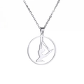Collier minimaliste en acier inoxydable argenté avec pendentif yoga aérien circulaire - Acier-Yoga
