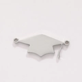 Silver stainless steel mortarboard charm connector for graduation jewelry DIY projects - Style E / Silver