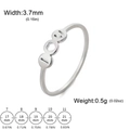 Titanium steel minimalist I Love You cutout ring in silver finish with size chart - US 7 / Steel