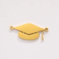 Gold stainless steel graduation cap pendant connector with dual rings for DIY jewelry - Style F / Gold