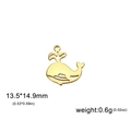Pendentif baleine en acier inoxydable doré avec boucle de jet d'eau 13,5x14,9mm pour bijoux - Or