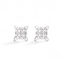 Silberne Edelstahl-Ohrstecker mit hohlem geometrischem Knoten-Design und 18K Gold-Finish - Stahlfarben