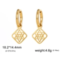 Bohemian gold stainless steel earrings with geometric diamond hollow star and eye charms - Gold Hexagram