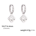 Minimalist silver stainless steel hoop earrings with geometric rhombus heart pendants - Silver Heart