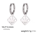 Silver stainless steel square hoop earrings with hollow cannabis leaf pendant detail - Silver Leaf