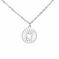 Minimalistische roestvrijstalen ketting met holle ster zonnestraal hanger aan fijne ketting - Staalkleur