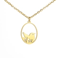 Minimalist gold bird and flower cutout pendant necklace on stainless steel chain - Gold