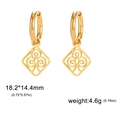 Gold stainless steel square star drop earrings featuring hollow cloud pattern details - Gold Plum Blossom