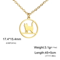 Minimalist gold cat silhouette pendant necklace in stainless steel with dimensions - Gold