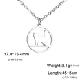 Silver stainless steel kitten pendant necklace with 45+5cm chain for women - Steel