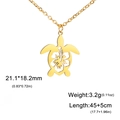 18K vergulde roestvrijstalen zeeschildpad hanger ketting met hol hibiscus patroon - Goud