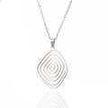 Minimalist silver geometric spiral pendant necklace with a polished labyrinth design - Steel