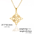 Goldene Hexenknoten Halskette aus Edelstahl mit Pentagramm und keltischen Symbolen - Gold