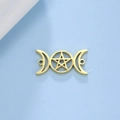 Golden Triple Moon Goddess pendant with pentagram made of 18K stainless steel - Gold